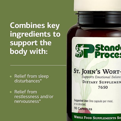 Standard Process St. John's Wort-IMT - Herbal Supplement for Sleep & Stress Relief - Supports Balance & Relaxation - Non-Dairy, Non-Soy & Gluten-Free - 90 Capsules