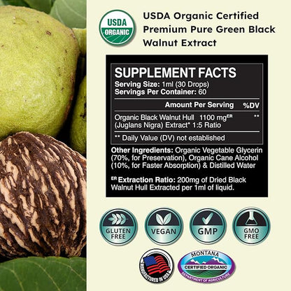 Zenmen Organic Black Walnut Wormwood Tincture – Rapid Gut Cleanse & Digestive Health, Vegan, Manufactured in The USA