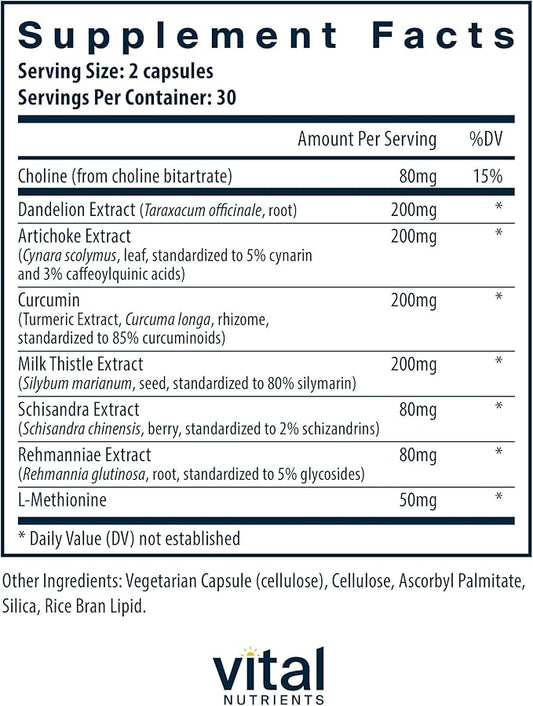 Vital Nutrients Liver Support Milk Thistle and Curcumin | Vegan Supplement | Herbal Combination to Support Healthy Liver Function* | Gluten, Dairy and Soy Free | 60 Capsules