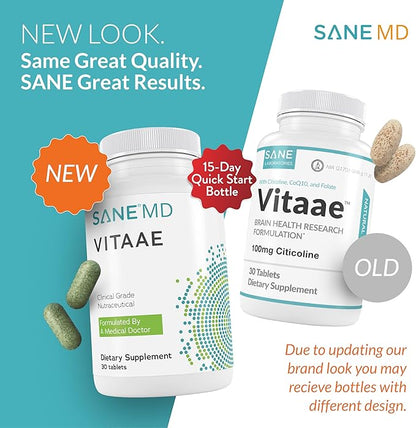 SANE MD Vitaae - Throat Phlegm, Coughing, and Brain Support - Citicoline Supplements for Respiratory, Throat, and Brain Health