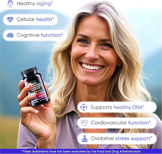Adndale NAD Supplement. Longevity Formula with Liposomal NAD+, Trans Resveratrol, Quercetin, Berberine, Betaine Anhydrous, Grape Seed, Fisetin. NAD Resveratrol Supplement with Berberine 90 Capsules.