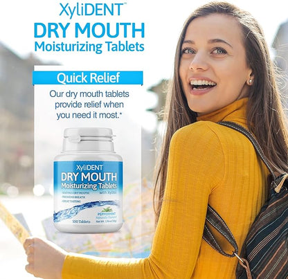 Nature's Stance XyliDENT Xylitol Tablets for Dry Mouth Relief - Stimulates Saliva, Freshens Breath, Reduces Acid Production, Fast Acting Relief, 100 Count (Peppermint)