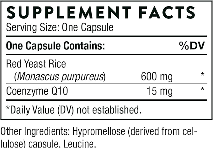 THORNE - Red Yeast Rice + CoQ10 - Maintain Healthy Cholesterol Levels and Supports Cardiovascular Health* - Gluten-Free, Dairy-Free - 120 Capsules
