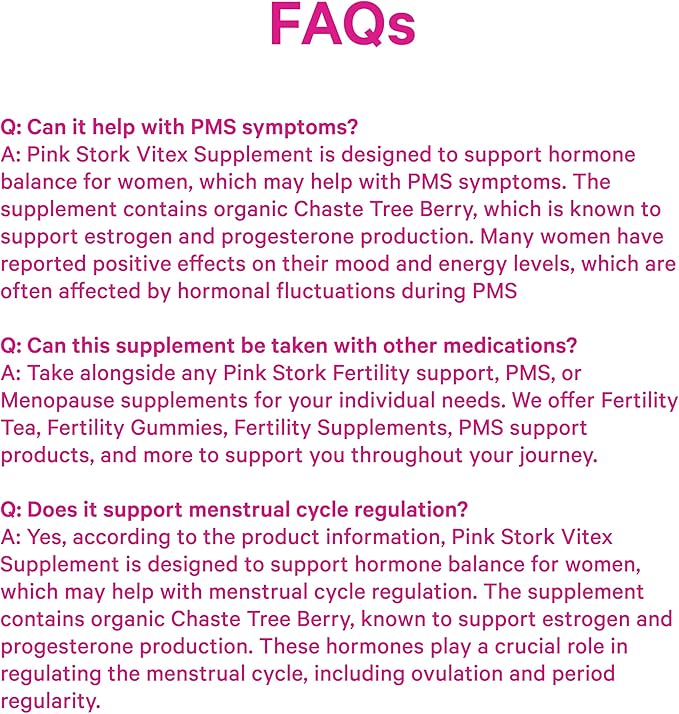 Pink Stork Organic Vitex – 1000 mg Chaste Tree Berry – Plant-Based Support for Perimenopause & Hormonal Harmony – Helps Maintain Cycle Regularity & Healthy Progesterone Balance – 60 Vegan Capsules