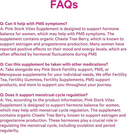 Pink Stork Organic Vitex – 1000 mg Chaste Tree Berry – Plant-Based Support for Perimenopause & Hormonal Harmony – Helps Maintain Cycle Regularity & Healthy Progesterone Balance – 60 Vegan Capsules