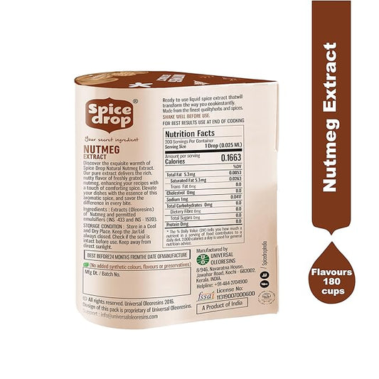 Spice Drop Nutmeg Extract - Up to 180 Drops Per Bottle | Coffee, Cooking, Baking, Dessert | Rich In Quality And Aroma | No Added Color or Preservative | Vegan (0.17oz, Pack of 1)