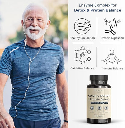 Spike Protein Detox - Curcumin 1000 mg, Bromelain 500 mg, Nattokinase 2000 FU - Enzyme Complex for Detox & Protein Balance, Ultimate Spike Support Supplement - 90 Capsules