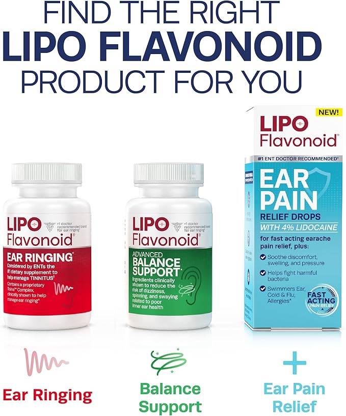 Lipo-Flavonoid Plus Tinnitus Relief - Doctor-Recommended for Ringing Ears - Clinically-Proven Lemon Bioflavonoid Complex with Vitamins C, B1, B2, B6, B12, & Calcium - 500 Caplets