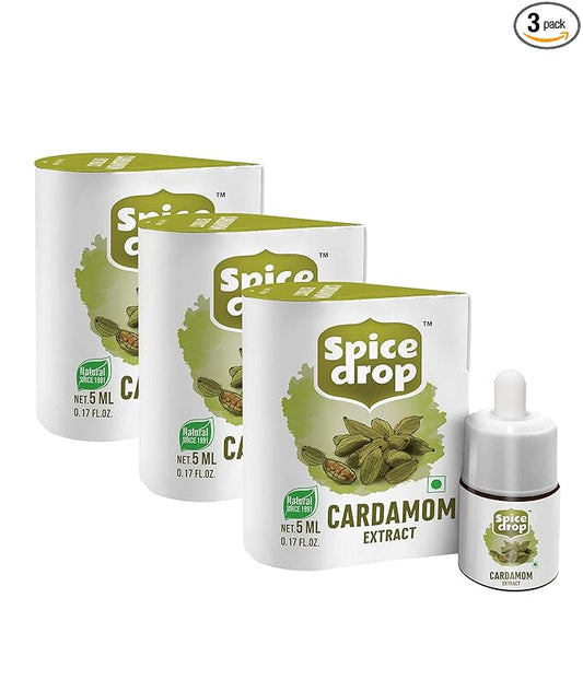 Spice Drop Cardamom Natural Extract ( Elaichi Drops ) for Food, Beverages and Dessert, No Additives, 5 ml ( Pack of 3 x 180 Drops)