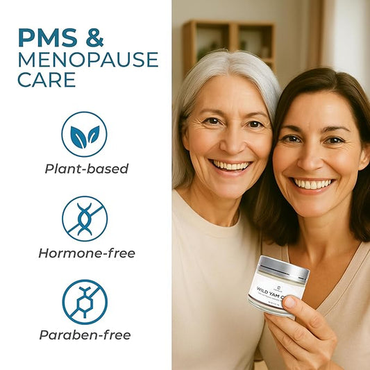 Wild Yam Cream – Herbal Support for PMS & Menopause Relief – Balances Hormones, Eases Hot Flashes & Night Sweats; Suitable for All Skin Types – Gift for Mother (2oz)