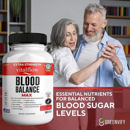 VitalFlow Blood Balance Max | Advanced Herbal Formula with Banaba Leaf, Juniper Berry, Bitter Melon & More | Vegan, Gluten-Free, Non-GMO | 60 Capsules, 60-Day Supply | Made in USA (5)
