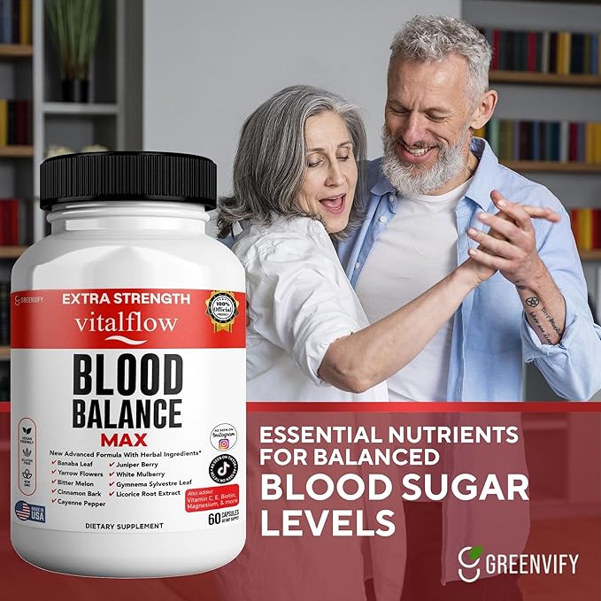 VitalFlow Blood Balance Max | Advanced Herbal Formula with Banaba Leaf, Juniper Berry, Bitter Melon & More | Vegan, Gluten-Free, Non-GMO | 60 Capsules, 60-Day Supply | Made in USA (3)