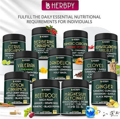 6in1 Beetroot Supplement with Maca Root, Grape Seed, Ginger, Turmeric and Black Pepper for Heart Health & Immune Support - 100 Vegan Capsules