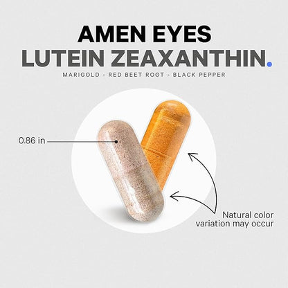 Amen Eyes 루테인 제아잔틴 보충제 - 눈 비타민 - 마리골드 추출물의 루테인 및 제아잔틴, 레드 비트 뿌리 파우더, 흑후추 과일 추출물 - 3개월 분량 아이 케어 - GMO 프리 - 90캡슐