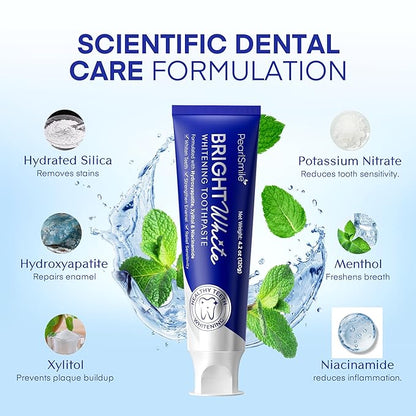 PearlSmile Hydroxyapatite Niacinamide Whitening Toothpaste – 5% Niacinamide + 10% Nano-Hydroxyapatite (nHAp) – Strengthens Enamel & Remineralizes – Fluoride-Free, 4.2oz (Pack of 2)