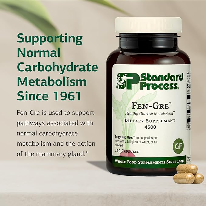 Standard Process Fen-Gre - Supports Respiratory Support & Healthy Metabolism - Aids Healthy Levels of Mucus & Phlegm - Supports Lung Health & Bronchial Tubes - Gluten-Free & Non-Dairy - 150 Capsules
