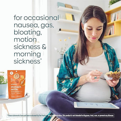 UpSpring Stomach Settle Drops for Occasional Nausea Relief and Morning Sickness with Ginger, Lemon, Spearmint, and B6. Individually Wrapped Drops, 55 Ct(Packaging May Vary)