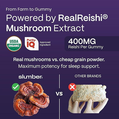 Slumber Rest & Renew Sleep Gummies, Vegan Sleep Aid With Organic Passion Flower, Chamomile, & Pure Reishi Mushroom to Support Relaxation Before Bed, Plant Based, Low Sugar, Strawberry Flavor, 30 Count