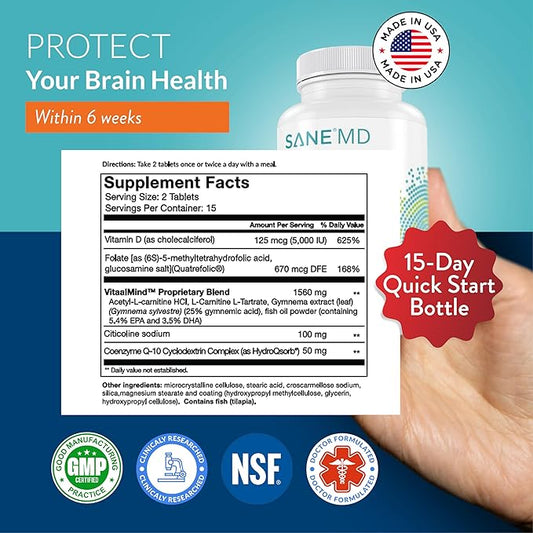 SANE MD Vitaae - Throat Phlegm, Coughing, and Brain Support - Citicoline Supplements for Respiratory, Throat, and Brain Health