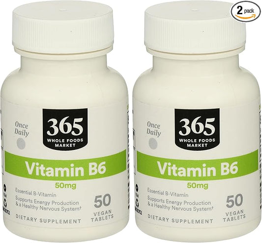 365 by Whole Foods Market, Vitamin B6 50Mg, 50 Count (Pack of 2)