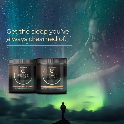 Peace Sleep - Sleep and Recovery Chocolate Powder Drink Mix - Sleep Aid Supplement with GABA, L-Tryptophan, L-Theanine, Glycine - for Tranquil Sleep, Restful Nights, Productive Days - Gluten Free