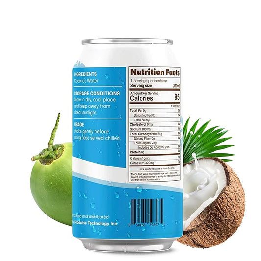 VIIBI Coconut Water, NO added Sugar, The Original Flavor - Made with Fresh Coconut Water, Natural Electrolytes for Hydration, Hydration with Electrolytes, 11 Fl Oz (Pack of 24 Cans)