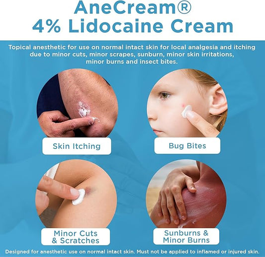 4% Lidocaine Cream - Topical Lidocaine Numbing Cream - Over-The-Counter Topical Numbing Cream for Itching, Minor Cuts & Scrapes, Bug Bite & Minor Sunburn (0.5 oz/ 15 g)