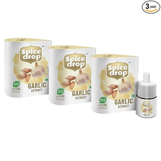Spice Drop Natural Garlic Extract, for Soups, Pastas , Salads, 180 drops, pack of 3