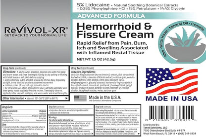 Advanced Hemorrhoid Treatment. 5% Lidocaine + Shrinks + Protects Skin + Aloe + Witch Hazel + Botanicals, External & Internal Use. Most Complete OTC Ointment & Fissure Cream, USA Made.