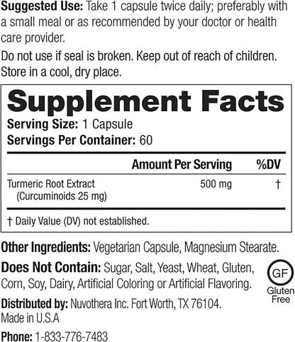 Super-Micronized Turmeric Curcumin Capsules 1-Month Supply Rapid Absorption, Whole Root, Non-GMO, Supports Joint, Skin, Gut Health & Antioxidants (60 Capsules)