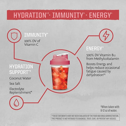 Sunwarrior Hydration Powder Electrolyte Packets Powder | Strawberry Colada Flavored | 18 Stick Packs 126g Pouch | Vegan and Plant-Based Sugar Free | B12 Elderberry and Electrolytes | Active Hydration
