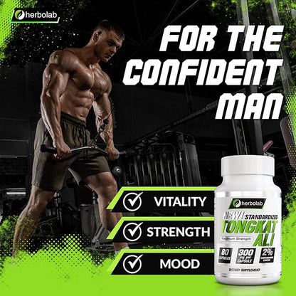 Tongkat Ali For Men Root Supplement 200:1, Standardized to 2% Eurycomanone, 1200mg, 30 Day Supply, Longjack Tongkat Ali for Men, Eurycoma Longifolia Extract Powder Capsules, Malaysian Ginseng