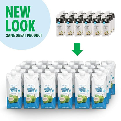 Amazon Grocery, Pure Coconut Water, 11.2 Fl Oz, 24 Ct (Previously Happy Belly, Packaging May Vary)