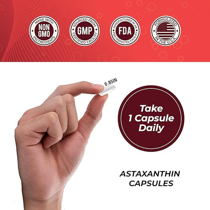 SUPER SUPPLEMENTS Astaxanthin 12mg, 60 Softgels, 2 Month Supply | Premium Astaxanthin Antioxidant | Fresh Microalgae Source | Supports Eye, Joint, Internal Circulation, Skin Health & Natural Tanning