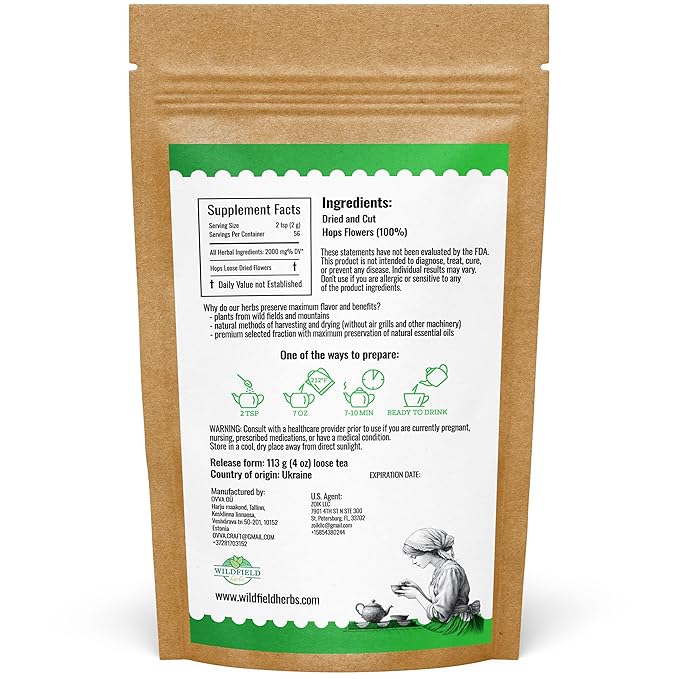 4 oz. Hops Herb Dried Tea Hops Flowers Herbal (Humulus Lupulus L.) - 113 Gramm Herb Tea Lupulo Entero