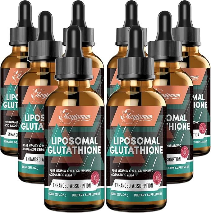 2000MG Liposomal Glutathione Liquid Drops, Ultra High Absorption, Natural Detoxification, Immune System & Skin Supprot*, L-Glutathione, Vitamin C & Hyaluronic Acid, Capsules Alternative, 16.16 OZ