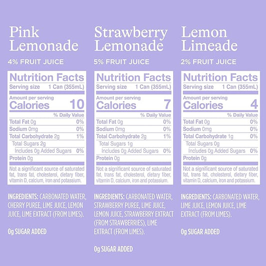 Spindrift Lemonade 3 Flavor Variety 20 Pack,12 Fl Oz (Pack of 20)