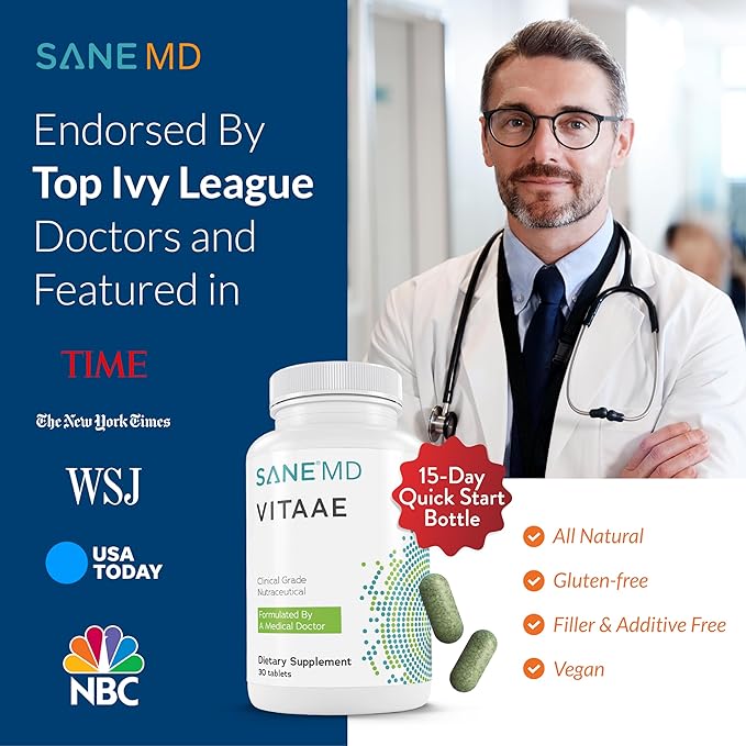 SANE MD Vitaae - Throat Phlegm, Coughing, and Brain Support - Citicoline Supplements for Respiratory, Throat, and Brain Health