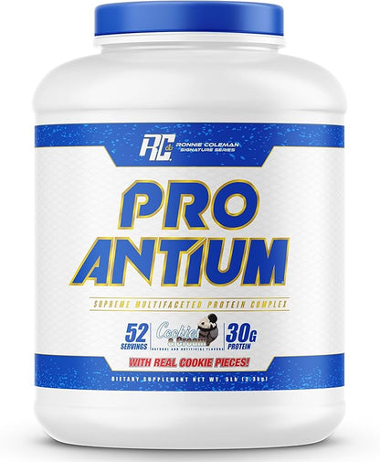 Ronnie Coleman Signature Series Pro-Antium Whey Protein Powder with BCAA’s and EAA’s, Creatine for Recovery and Lean Muscle Support, 30g Protein Per Serving, Cookies & Cream, 5 Lb
