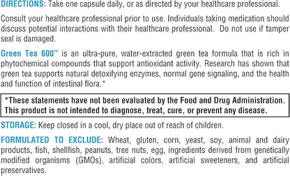 XYMOGEN Green Tea 600 - Ultra Pure Green Tea Extract Capsules - Immune Support Supplement - Supports Heart Health + Brain Health - Gluten Free, Vegan, Non GMO (60 Capsules)