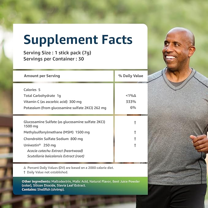 Univera RegeniCARE, Glucosamine, Chondroitin, MSM, Univestin, Joint Health, Joint Support, Easy to Carry, Raspberry Flavor (30ct, 7g Individual Packets)