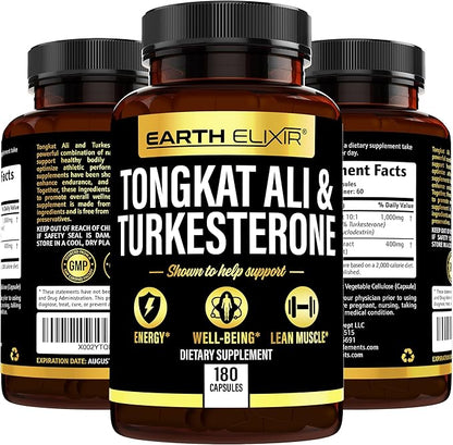 Turkesterone Tongkat Ali for Men and Women – 2-in-1 Natural Testosterone Support for Energy & Fitness - High Potency Turkesterone Supplement for Men with Tongkat Ali –– Pure Non-GMO Formula