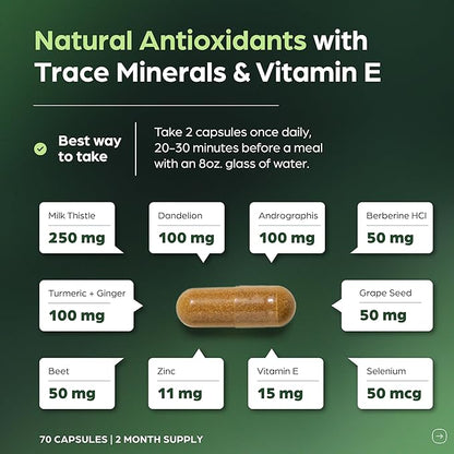 Sandhu's Liver Cleanse Detox & Repair Support | 70 Capsules (Pack of 3) | Herbal Supplement for Liver Health | Milk Thistle Dandelion Root Andrographis with 8 Minerals