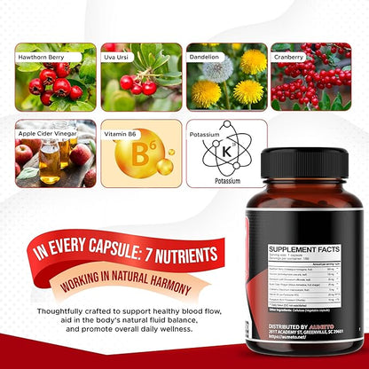 7 in 1 Ultra Hawthorn Berry with Uva Ursi Dandelion Cranberry Apple Cider Vinegar - Heart, Kinney Health Support