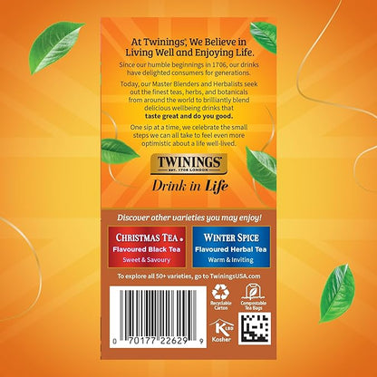 Twinings Gingerbread Joy Black Tea Individually Wrapped Bags, 20 Count (Pack of 6), Ginger & Cinnamon, Caffeinated, Enjoy Hot or Iced, 120 Teabags