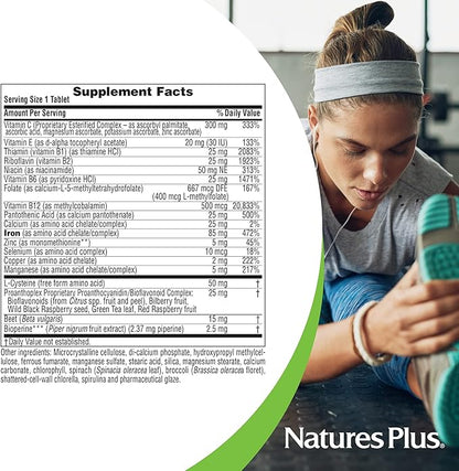 Natures Plus Hema-Plex Iron - 10 Slow-Release Tablets - 85 mg Chelated Iron - Total Blood Health - with Vitamin C & Bioflavonoids - Vegan, Gluten Free - 10 Servings