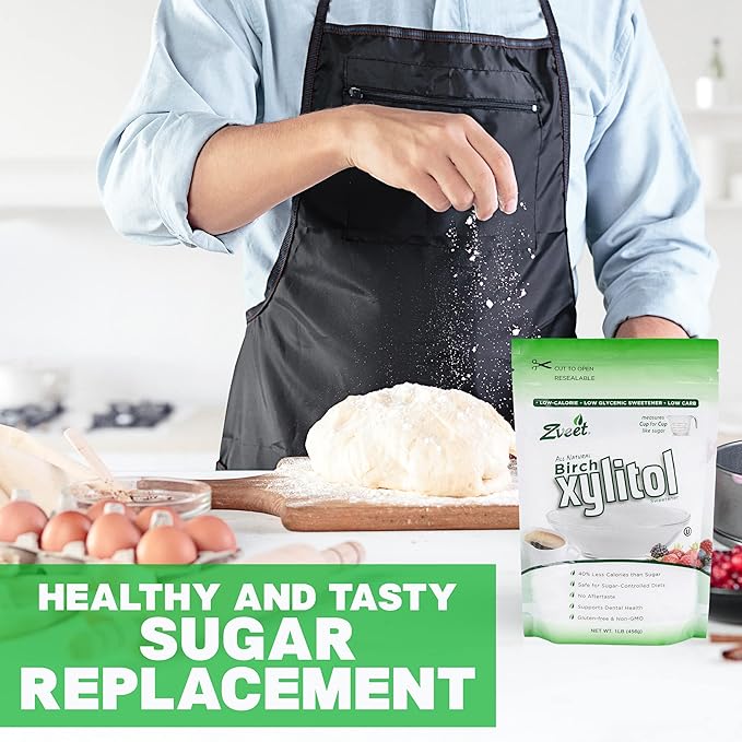 Zveet Birch Xylitol Sweetener | Keto Friendly, Non GMO Low Carb & Calorie Natural Sweetener Sugar Substitute | Kosher & Made in the USA | 5 Pound