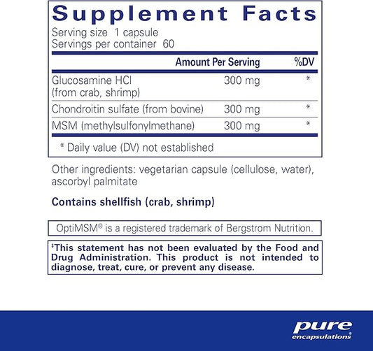 Pure Encapsulations Glucosamine Chondroitin with MSM - Supports Joint Health & Normal Cartilage Formation* - Maintains Enzyme Activity - Gluten-Free & Non-GMO - 60 Capsules