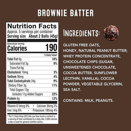 simplyFUEL Whole Food Protein Balls - Brownie Batter Snacks - 8g Protein Snack - Gluten Free Energy Balls
