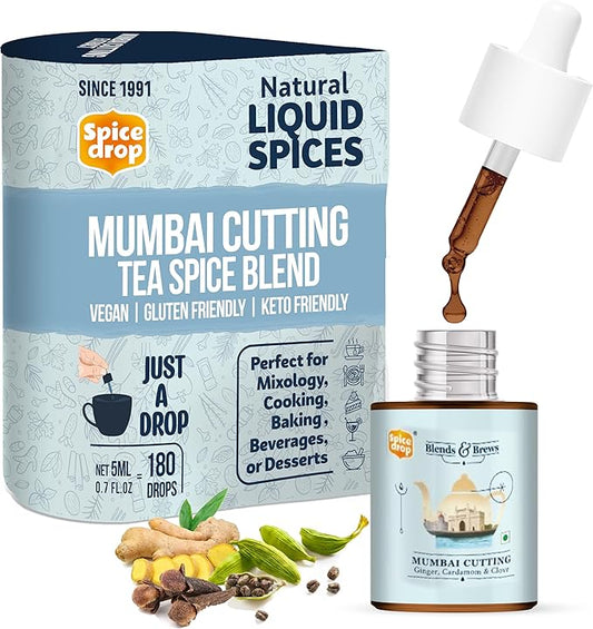 Spice Drop Chai Masala Extract | Rich Aroma | Indian Spices Extract | No Added Color or Preservative | Unsweetened | Non-GMO | Vegan | Gluten Free | 0.17 Oz | Upto 180 Cups | Pack Of 1